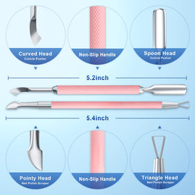 GA&EN Outils de Pousse-Cuticules Roses, tête en cuillère