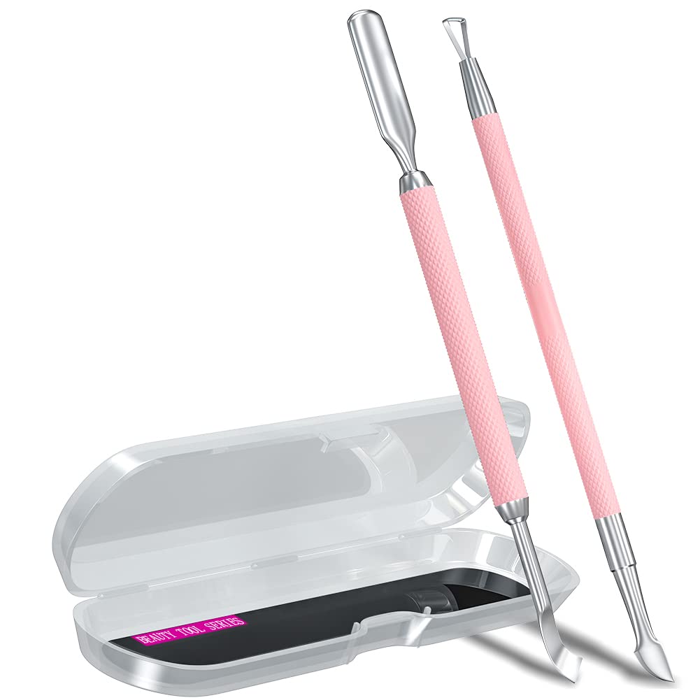 GA&EN Outils de Pousse-Cuticules Roses, vue avant avec têtes visibles