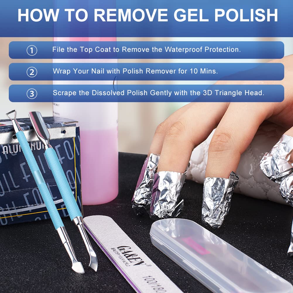 GA&EN Outils de Pousse-Cuticules Turquoise tête courbée