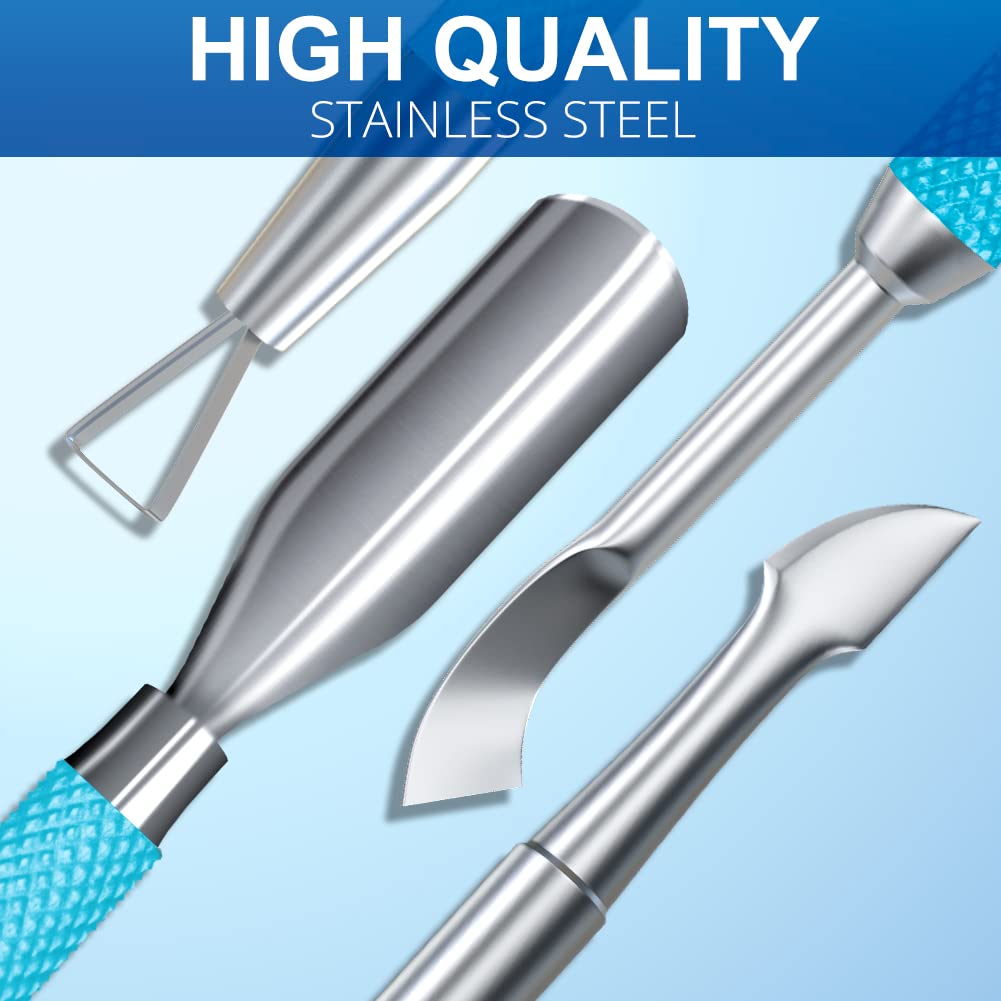 GA&EN Outils de Pousse-Cuticules Turquoise tête pointue