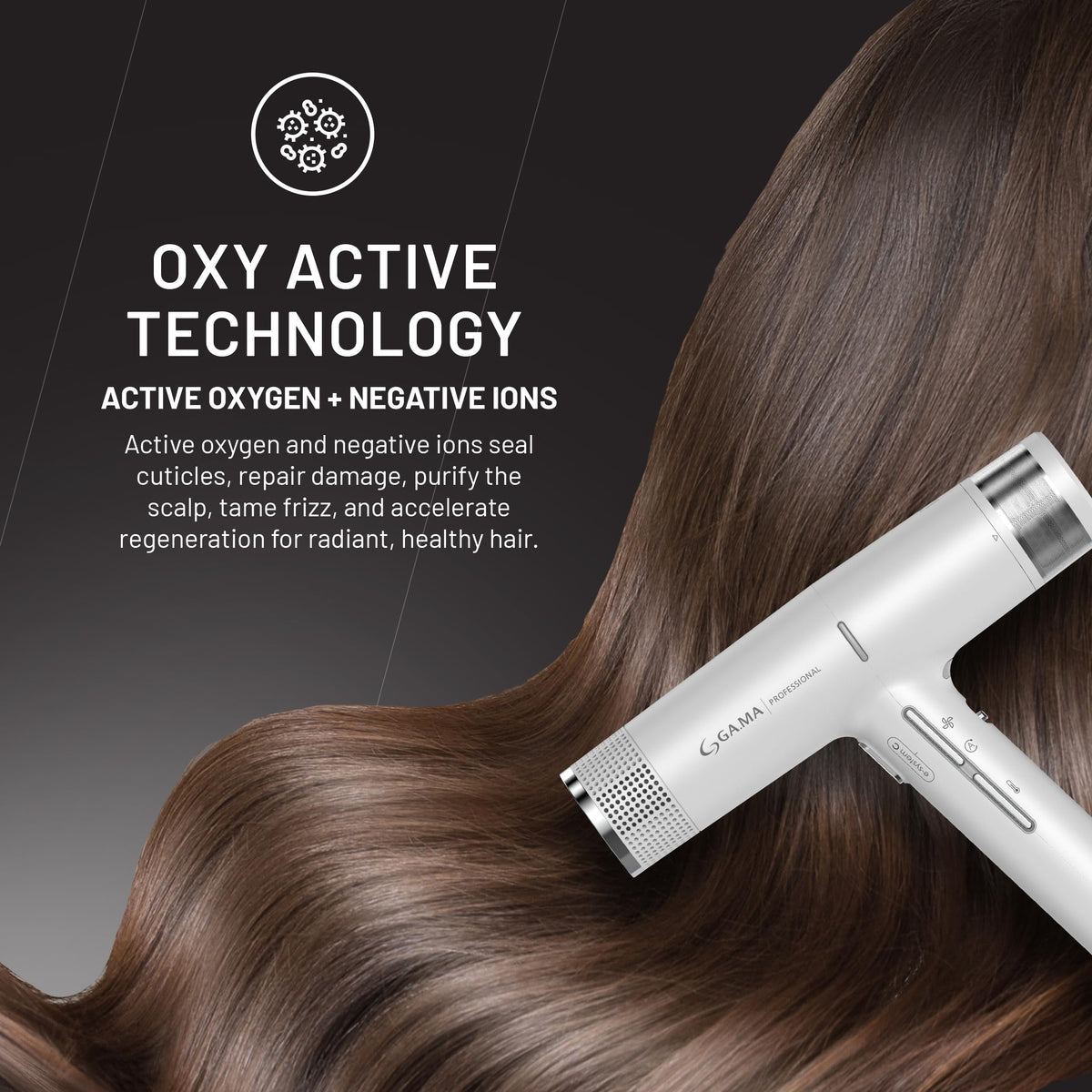 GA.MA iQ1 Perfetto Sèche-Cheveux gris avec accessoires