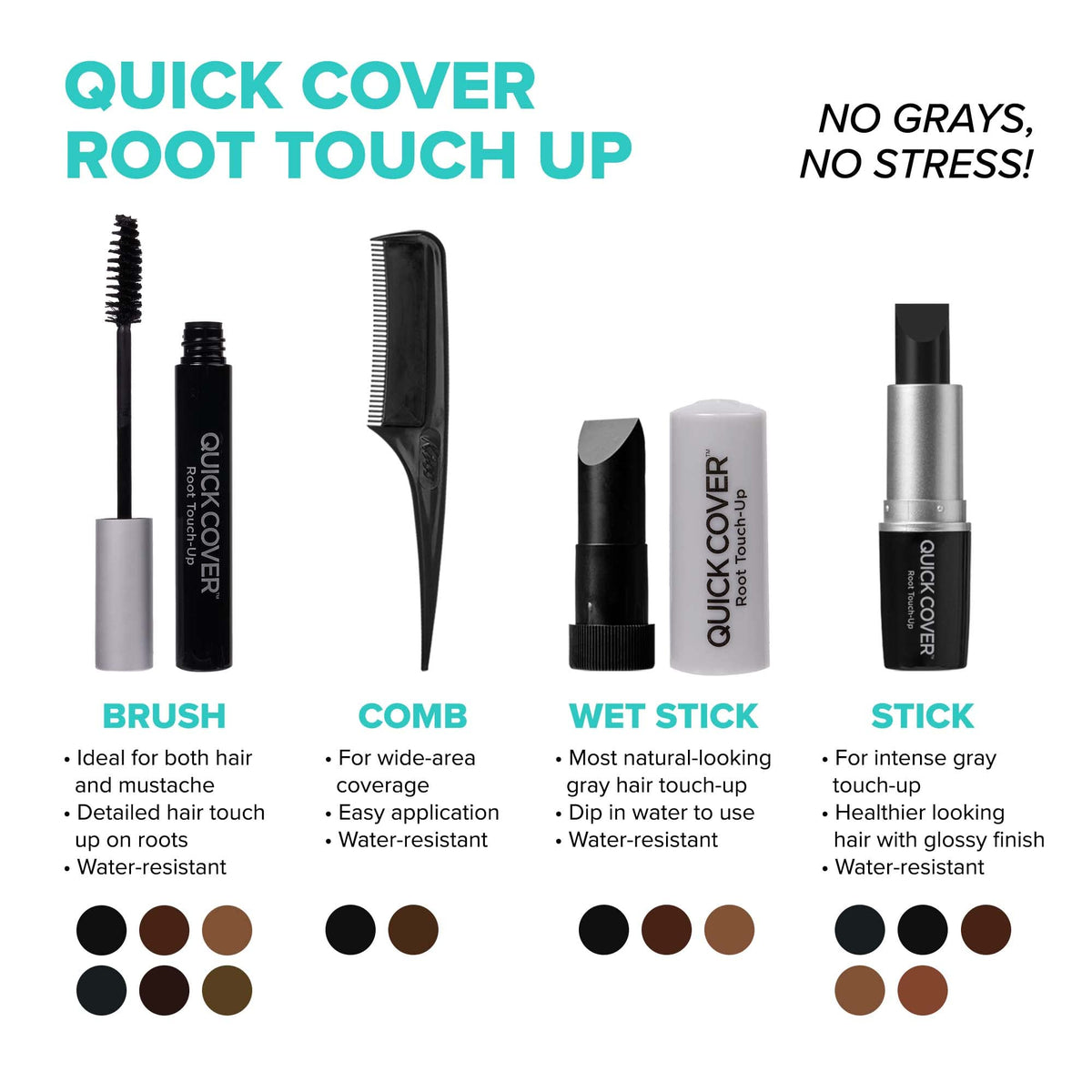Gamme de couleurs du mascara de retouche racines Red by Kiss