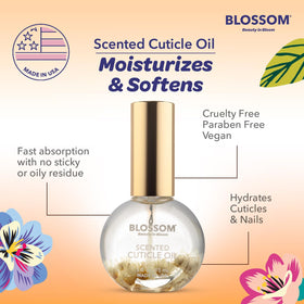 Gamme de produits Blossom incluant l'huile à cuticules