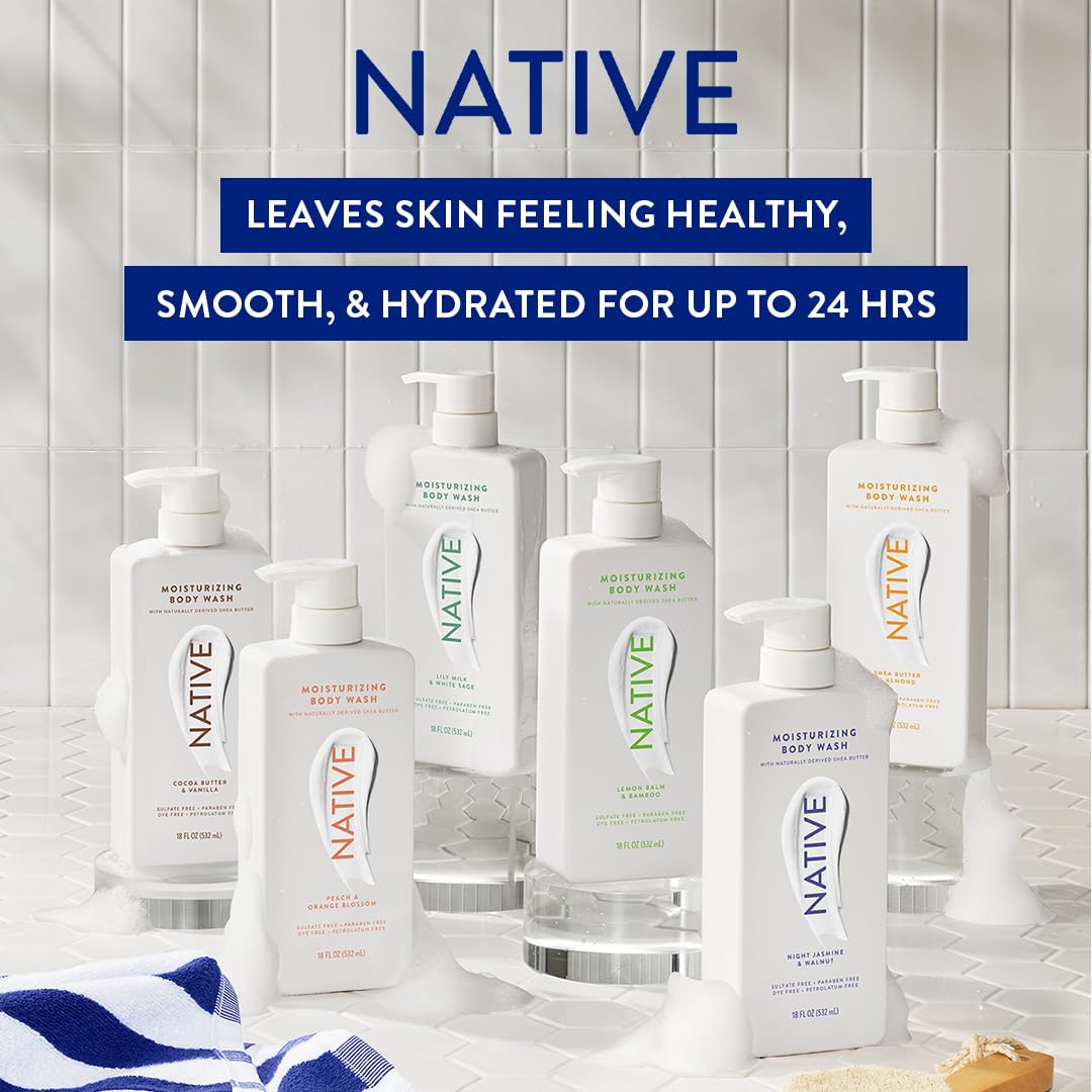 Gamme de produits Native incluant gel douche et déodorant