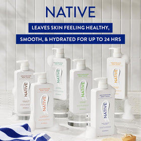 Gamme de produits Native incluant gel douche et déodorant
