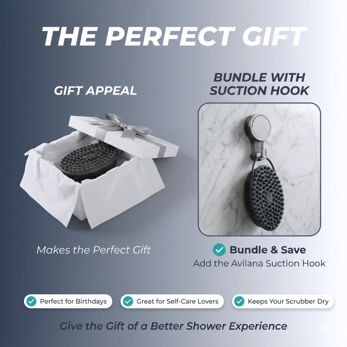 Gant de bain Avilana en silicone avec boucle de suspension