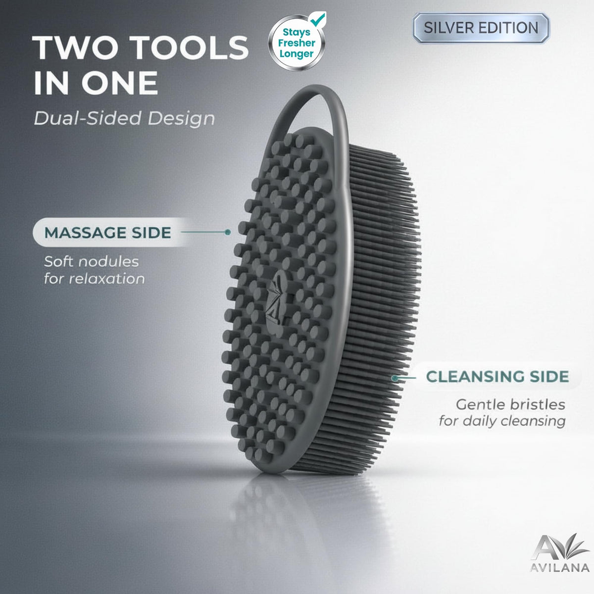 Gant de bain Avilana en silicone avec texture douce pour massage