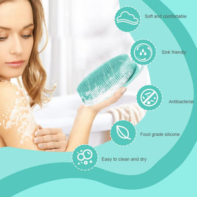Gant de bain Bsofing en silicone utilisé lors d'une douche