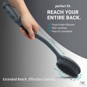 Gant de bain en silicone Avilana avec poignée longue pour le dos