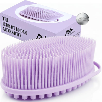 Gant de bain en silicone Avilana couleur lavande-silver, vue avant