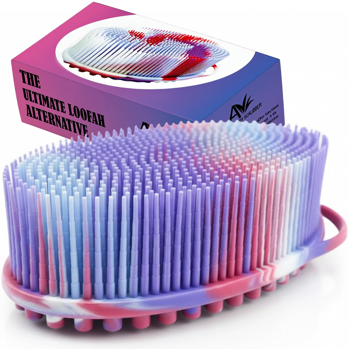Gant de bain en silicone Avilana vue de face avec poignée boucle