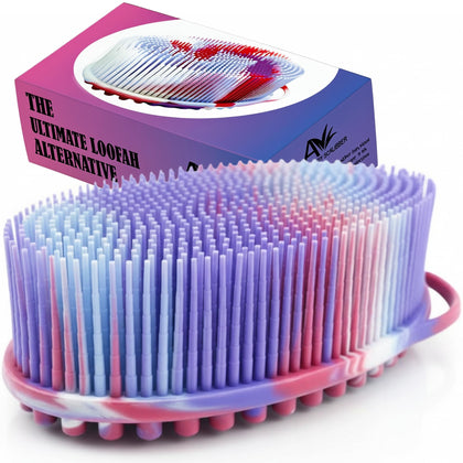 Gant de bain en silicone Avilana vue de face avec poignée boucle