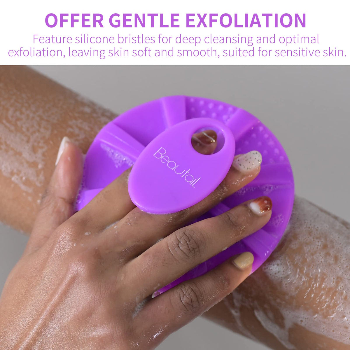 Gant de bain en silicone BEAUTAIL avec prise antidérapante