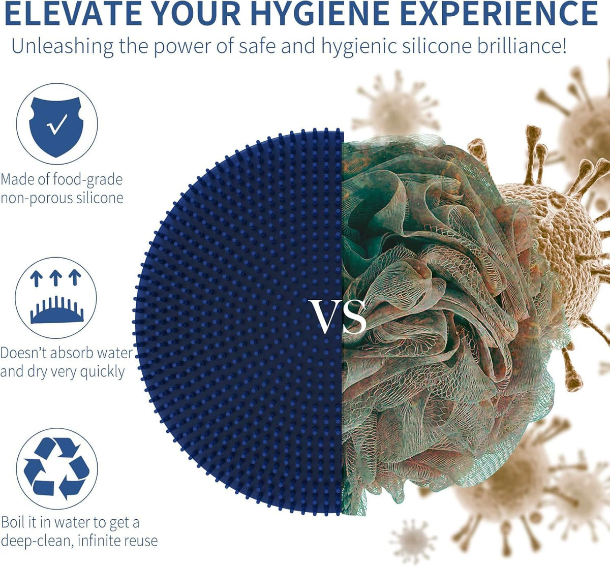 Gant de Bain en Silicone BEAUTAIL en situation d'utilisation