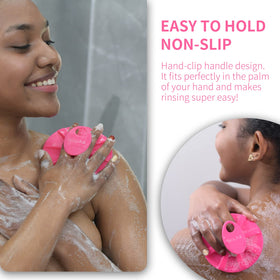 Gant de bain en silicone BEAUTAIL utilisé sur la peau