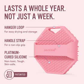 Gant de bain Sud Scrub en silicone rose, vue arrière