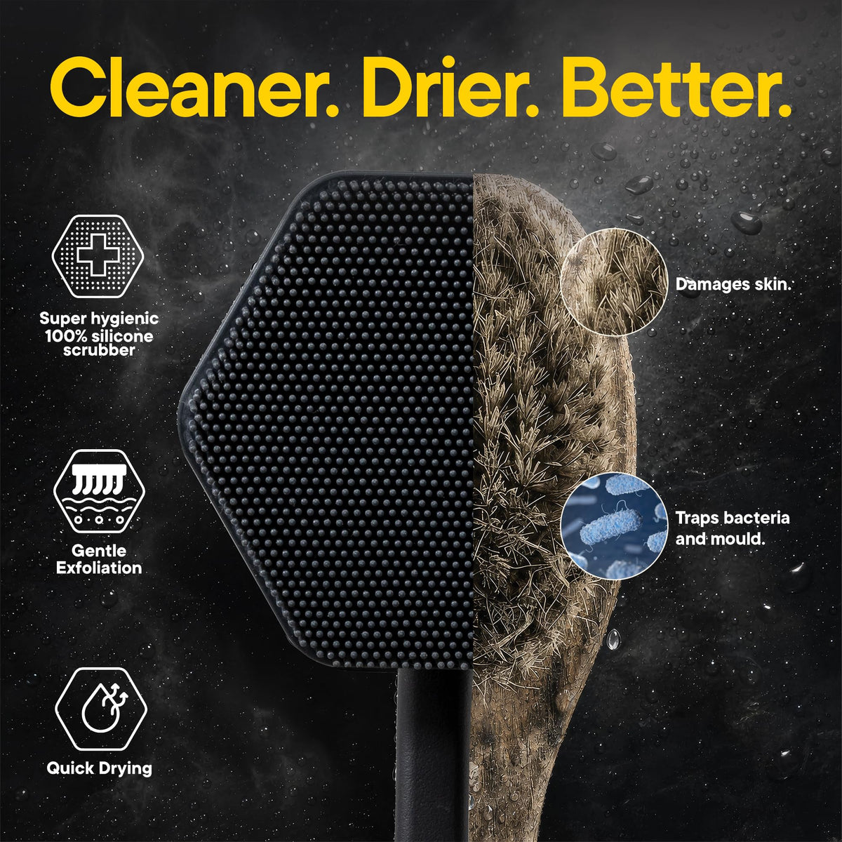 Gant de bain TOOLETRIES en silicone dans un cadre de douche