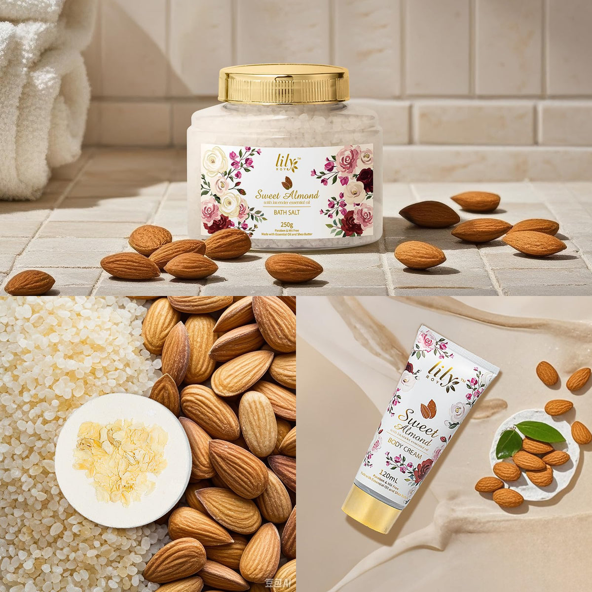Gant de douche du coffret LILY ROY sur fond neutre