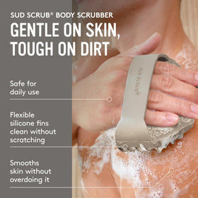 Gant de douche Sud Scrub en silicone avec sangle sécurisée, vue latérale