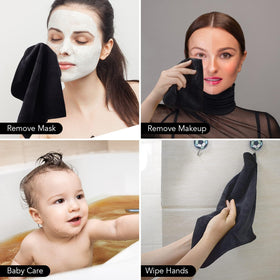Gant de toilette SINLAND à côté de produits de beauté