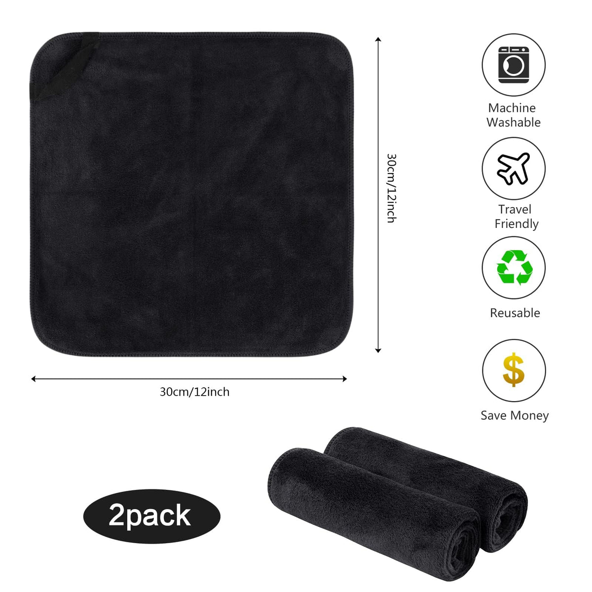 Gant de toilette SINLAND en microfibre avec texture douce, vue en gros plan
