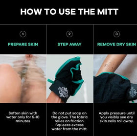 Gant exfoliant Dermasuri avec un arrière-plan de spa