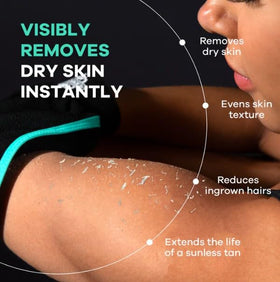 Gant exfoliant Dermasuri XL sur un fond blanc