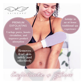 Gant exfoliant premium Lavande SERAPHIC SKINCARE en utilisation