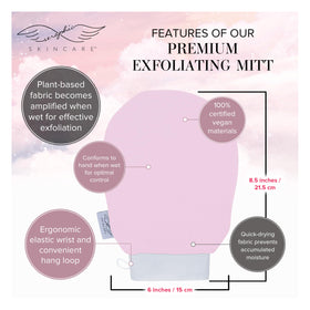 Gant exfoliant rose en position verticale