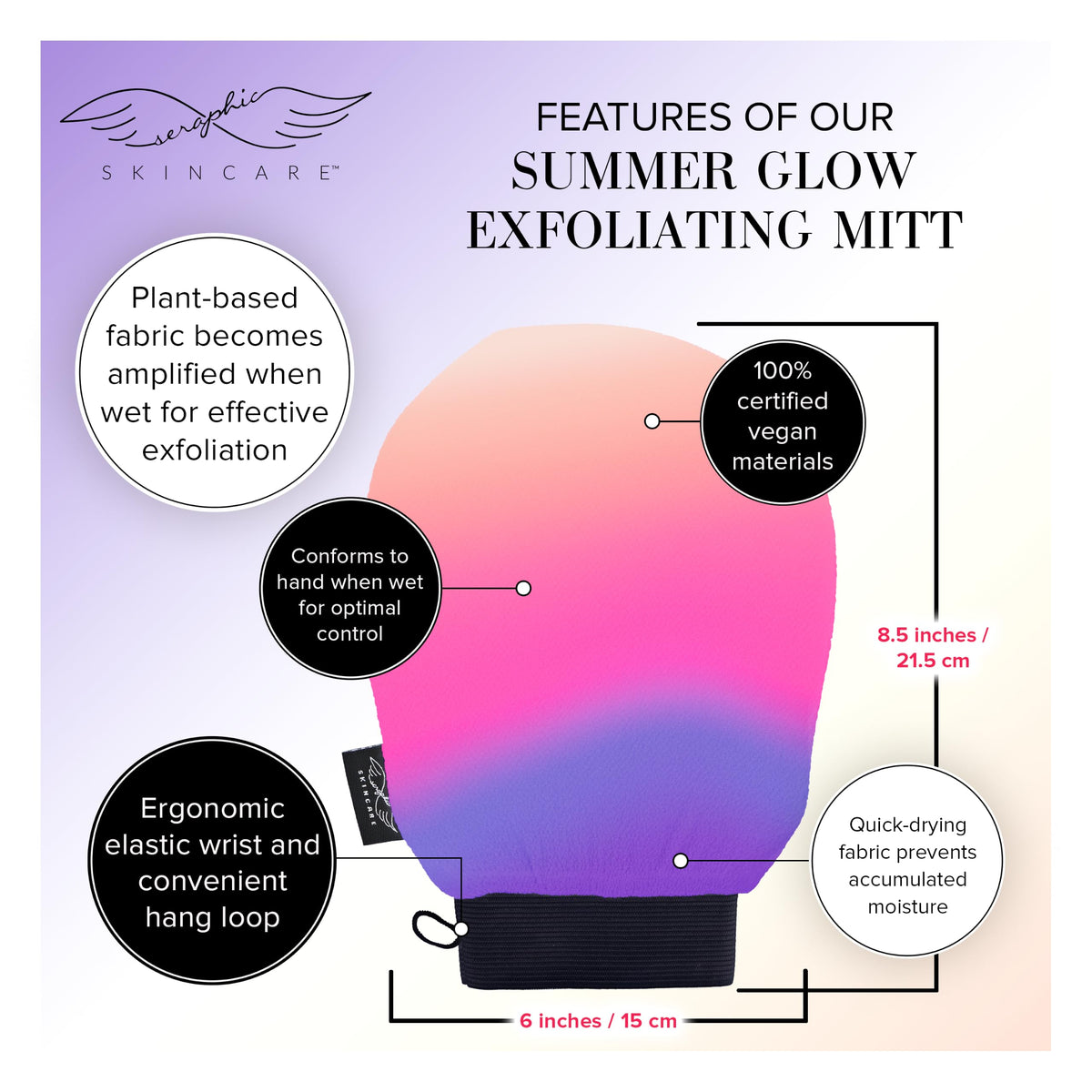 Gant exfoliant SERAPHIC SKINCARE Summer Glow détails de texture