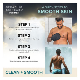 Gant exfoliant SERAPHIC SKINCARE, utilisation dans la douche