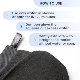 Gant exfoliant SimpleField avec information d'entretien