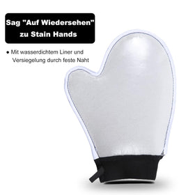 Gant YVOIER en action appliquant de la lotion autobronzante sur la peau