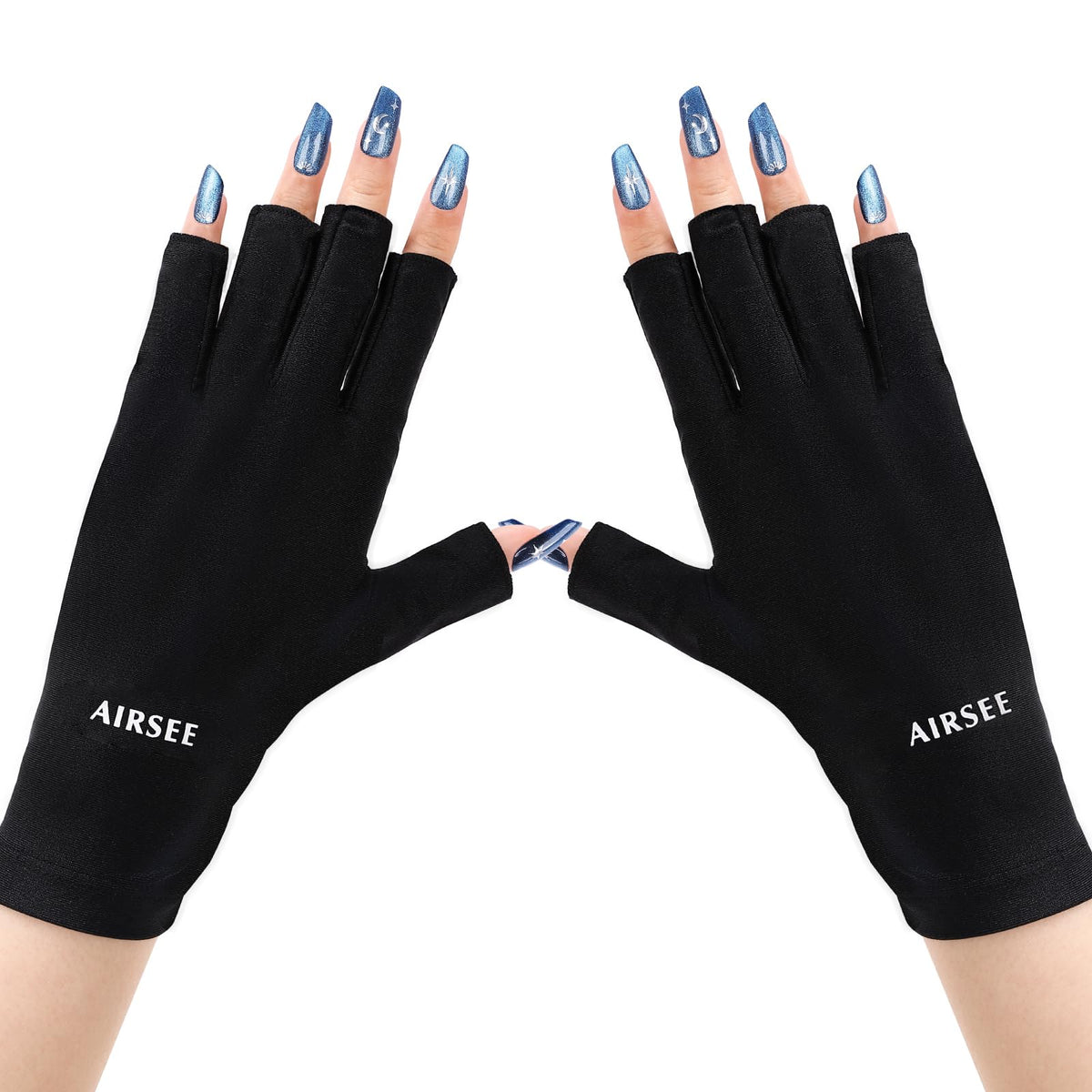Gants AIRSEE Anti-UV noirs pour manucure, vue de face