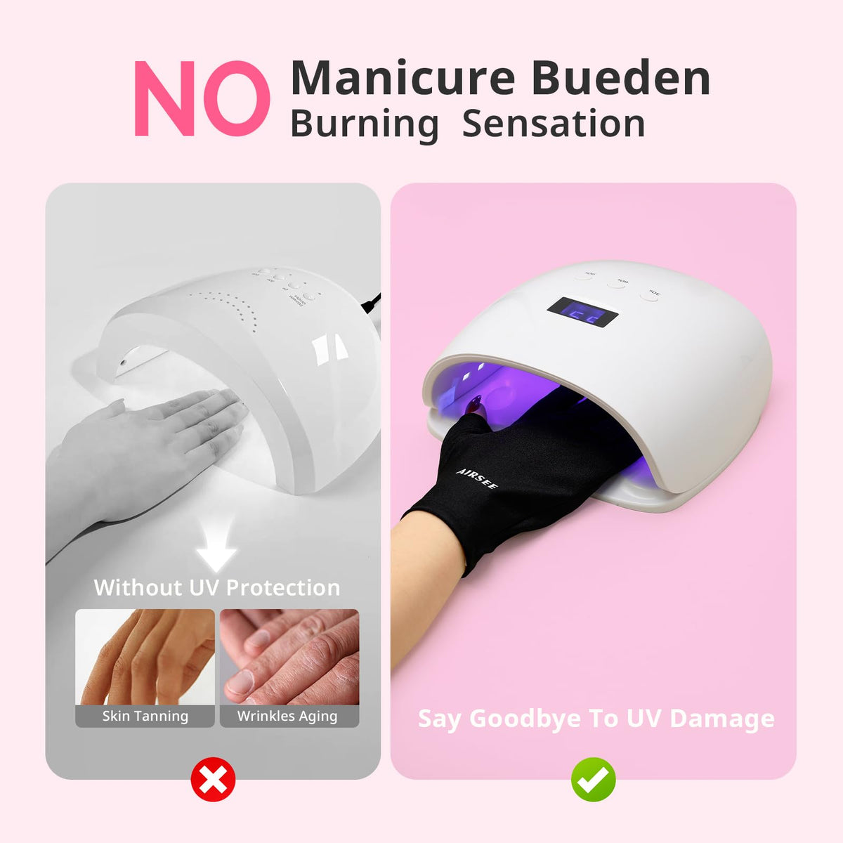 Gants AIRSEE montrant la section de doigts allongée