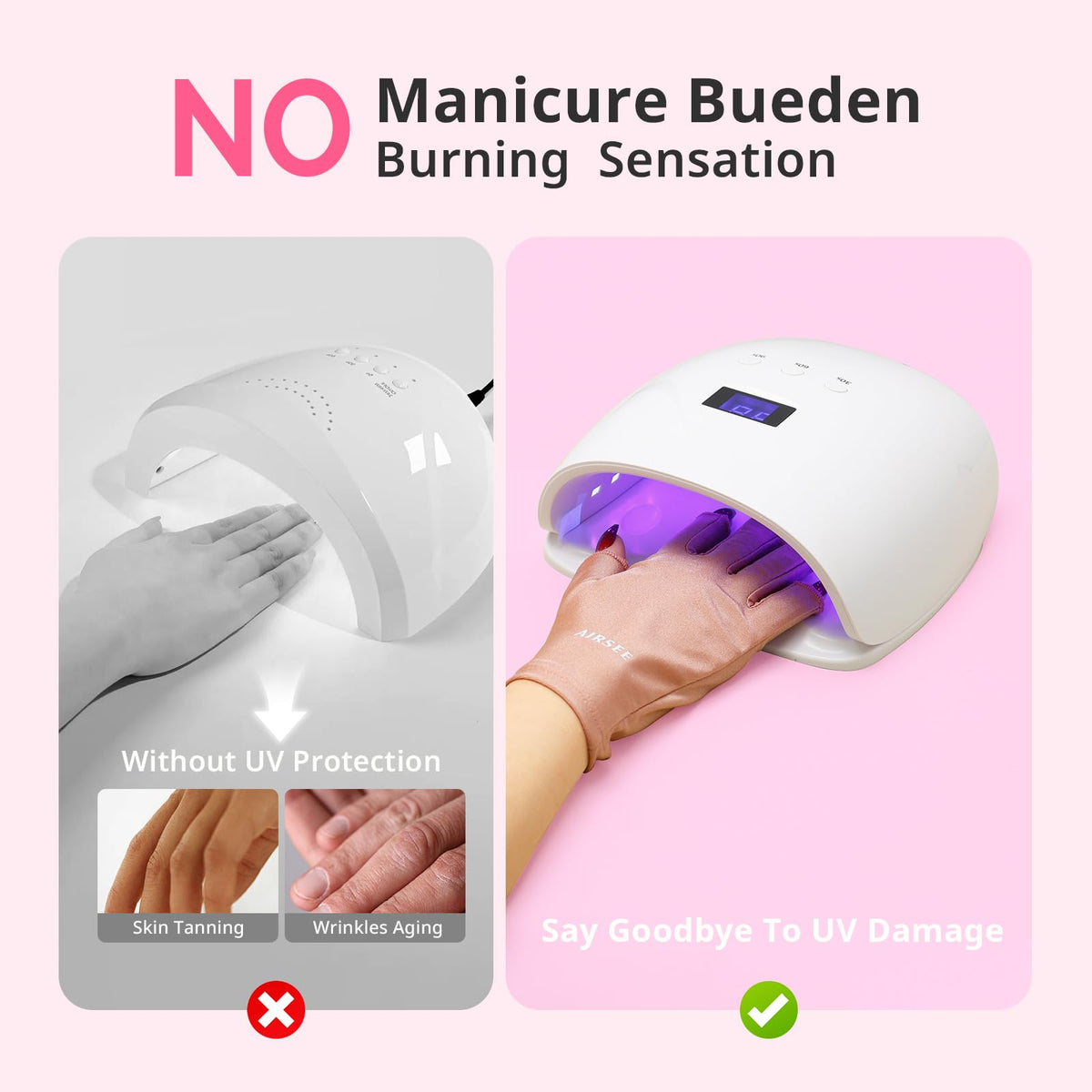 Gants AIRSEE portés lors d'une séance de manucure