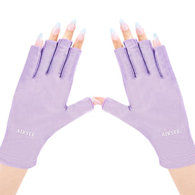 Gants AIRSEE UV pour ongles couleur violette, vue de face