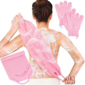 Gants de bain exfoliants anezus rose, vue avant