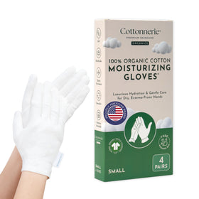 Gants en coton bio COTTONNERIE blancs pour mains sèches, vue de face