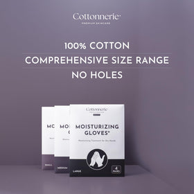 Gants en coton COTTONNERIE affichés avec lotion hydratante