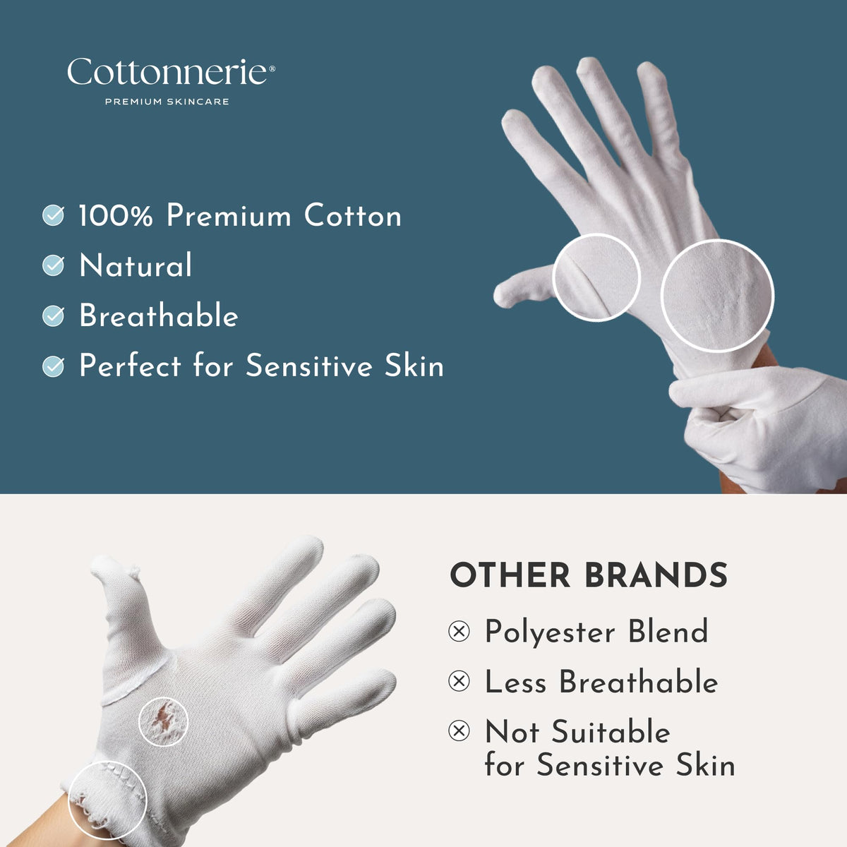 Gants en coton COTTONNERIE roses, vue de dessus