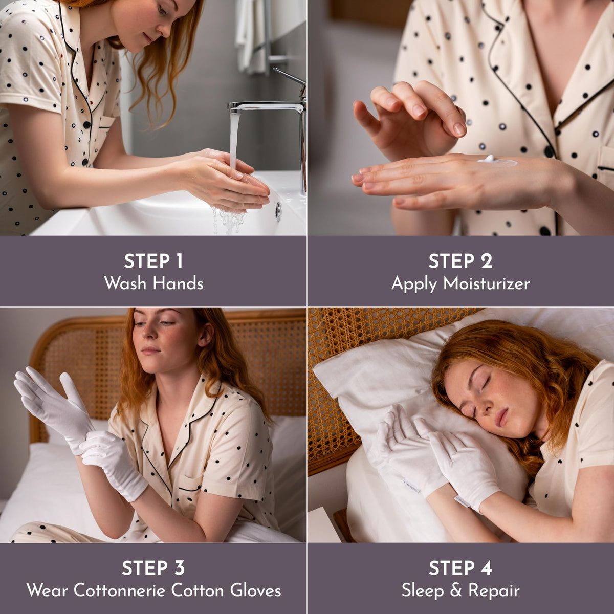 Gants en coton COTTONNERIE sur une main, montrant leur confort