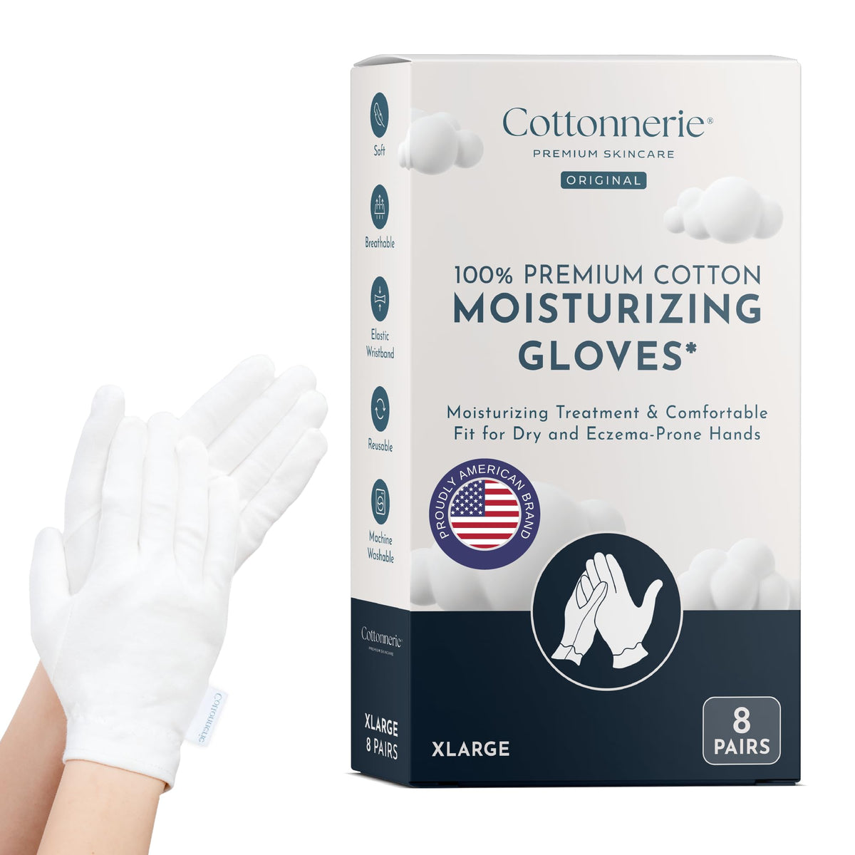 Gants en Coton COTTONNERIE XL pour soins hydratants des mains