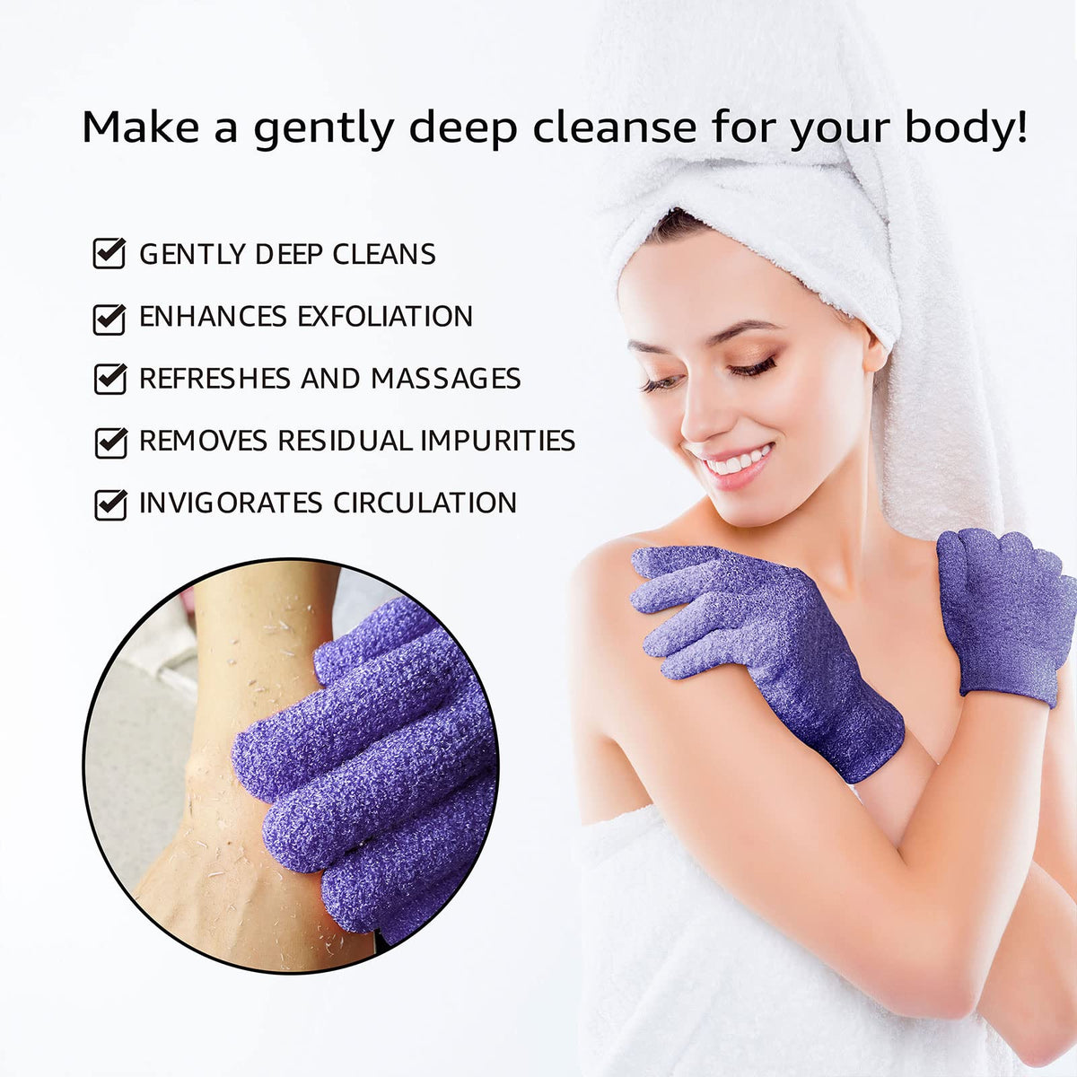Gants Evridwear en utilisation dans une douche avec du gel douche
