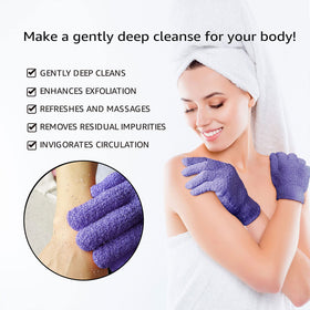 Gants Evridwear en utilisation dans une douche avec du gel douche