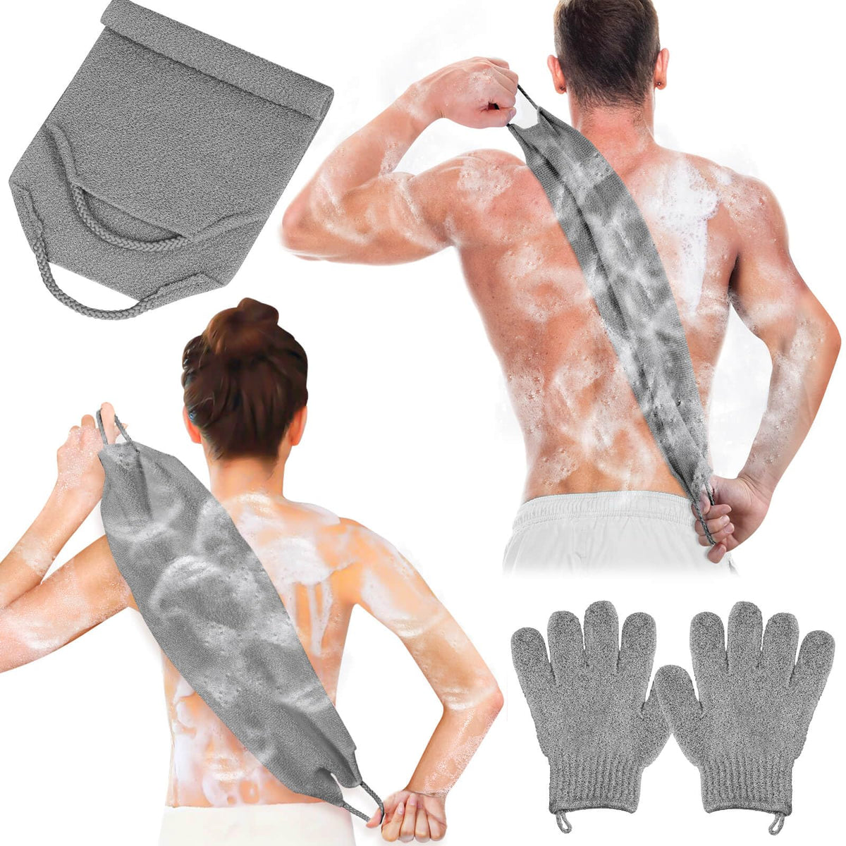 Gants exfoliants Anezus gris, vue avant