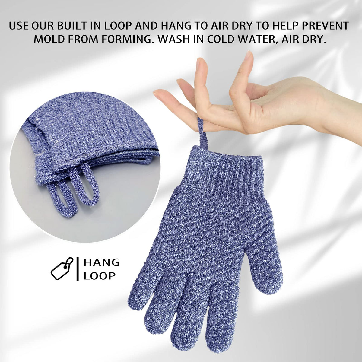 Gants exfoliants Evridwear en action sous la douche