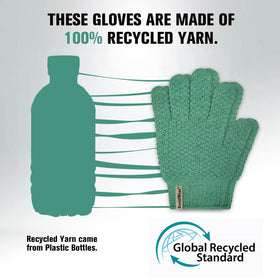 Gants exfoliants Evridwear montrant la texture du fil recyclé