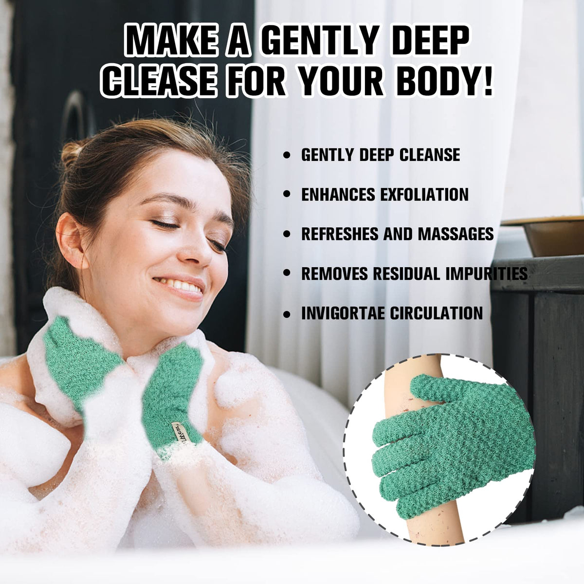 Gants exfoliants Evridwear suspendus par la boucle de suspension
