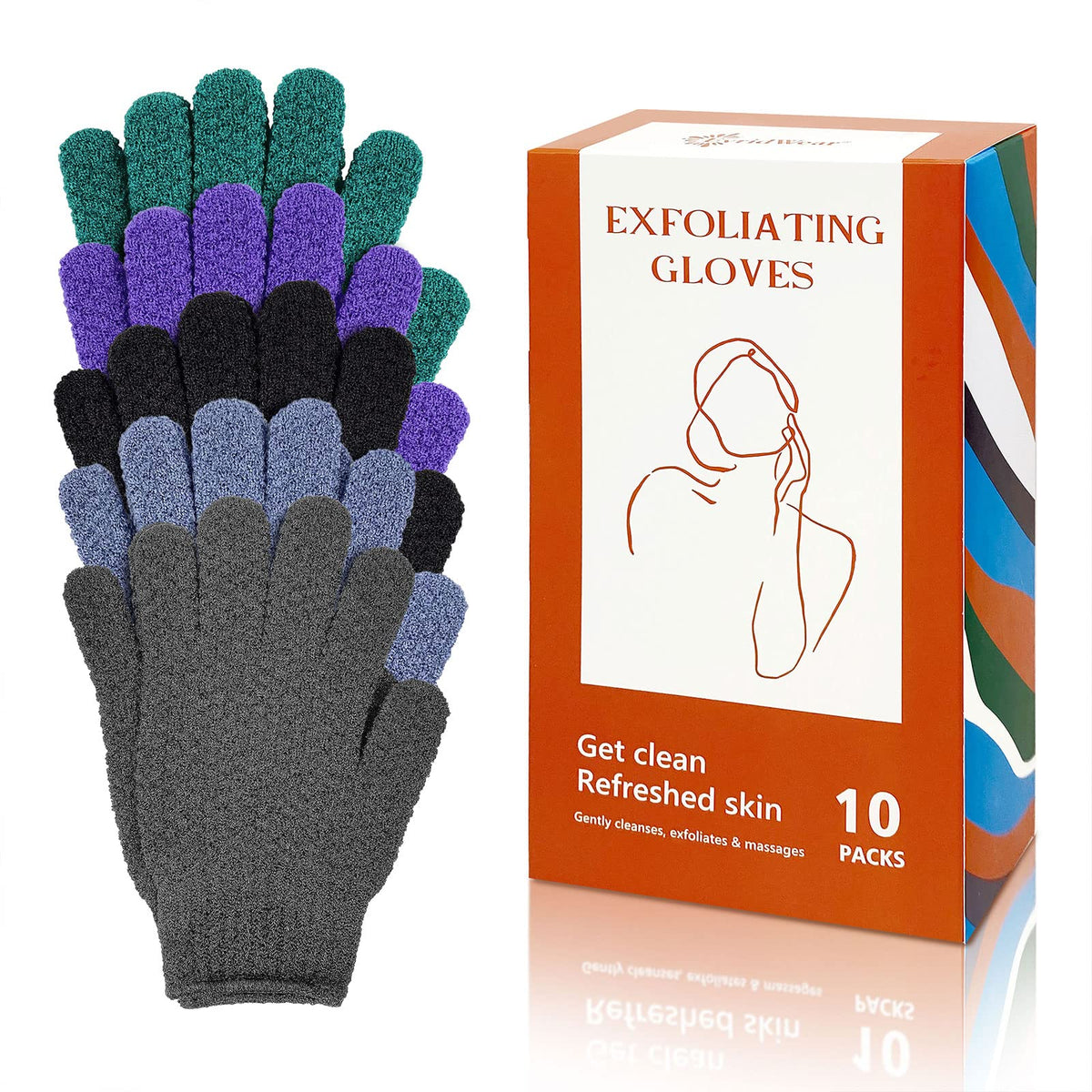 Gants exfoliants Evridwear vue de face avec texture unique